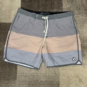Vuori Men's Crusie Board Shorts Striped Size 38 Performance Stretch Swim Trunks